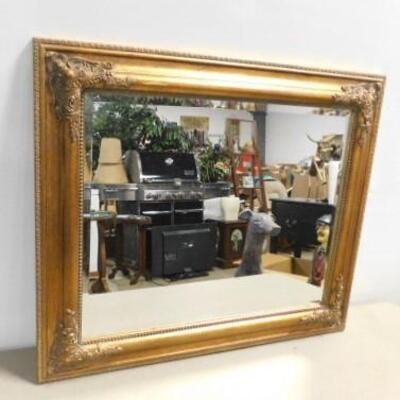 Gilded Wood Framed Mirror with Beveled Glass 25