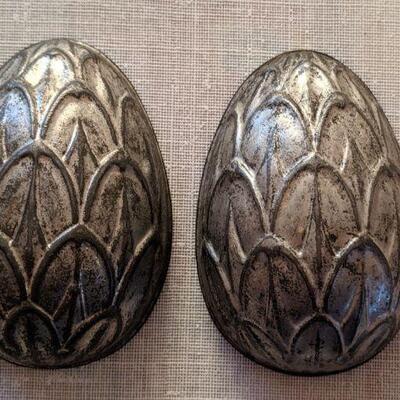 Antique Victorian tin Easter egg mold chocolate ice cream candy 2 pieces