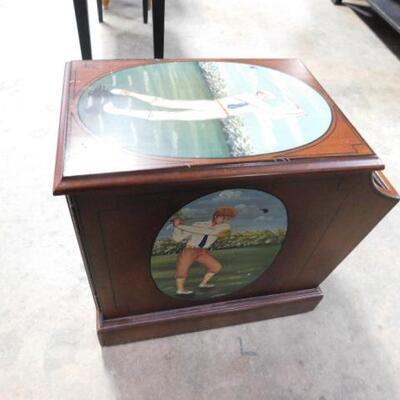 Solid Wood Golf Themed Side Table with Magazine Holder 