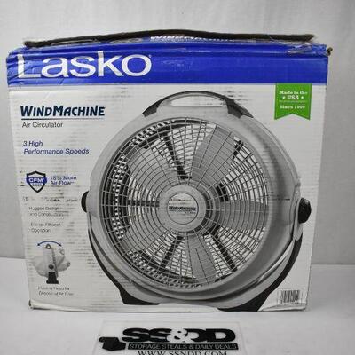 Lasko 20 Air Circulator Wind Machine, 3-Speed Fan, Gray. Used, dirty,  works | EstateSales.org