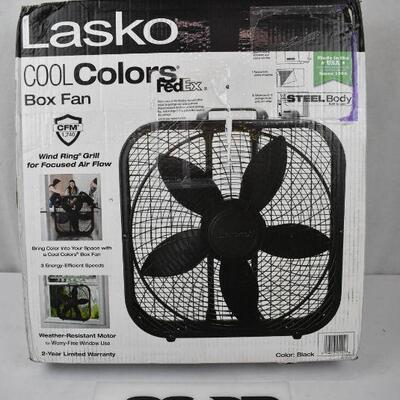 Lasko Cool Colors 20 Box 3-Speed Fan, Model B20301, Black - New |  EstateSales.org