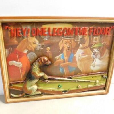 Wood Relief 'One Leg on the Floor' Dogs in the Billiard Hall Wall Art 19