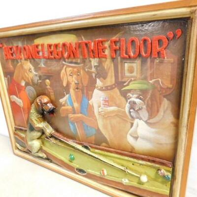 Wood Relief 'One Leg on the Floor' Dogs in the Billiard Hall Wall Art 19