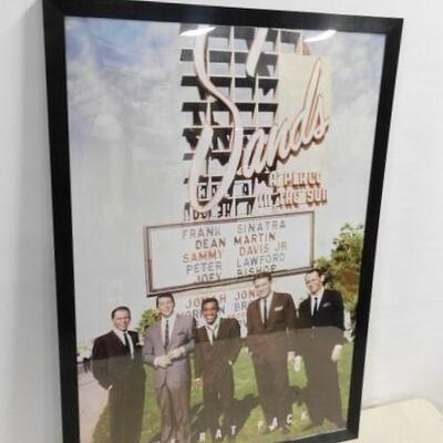 The Rat Pack Standing in front of the Sands Hotel and Casino Sign Framed Wall Hanging 38