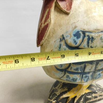 Wood Carved Blue Tone Rooster 13
