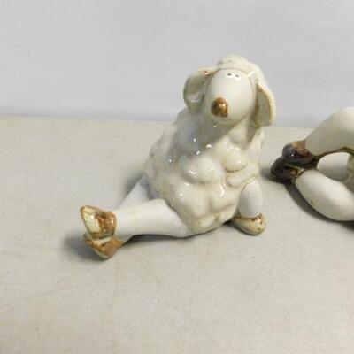 Cute Set of Reclining Porcelain Sheep 