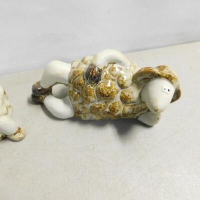Cute Set of Reclining Porcelain Sheep 