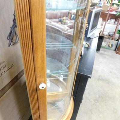 Solid Wood Oak Corner Curio Cabinet with Glass Shelves