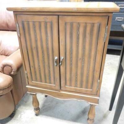 Wood Double Door Bar or Storage Cabinet With Checker Board Inlay 25