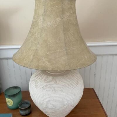 Two white table lamps 