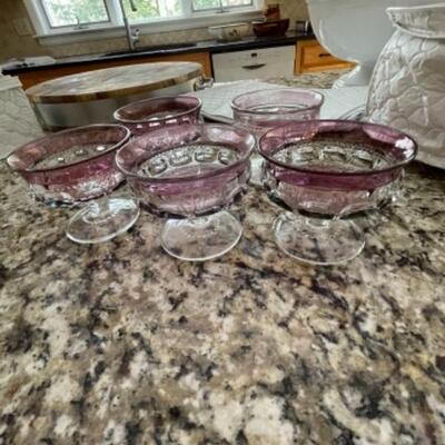 Set of 5 antique depression ware glasses  