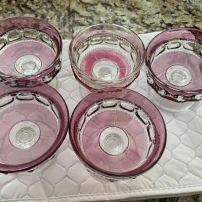 Set of 5 antique depression ware glasses  