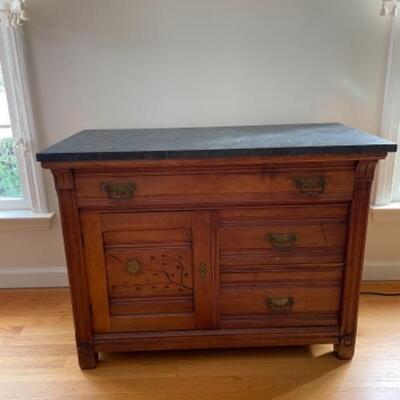Antique chest with soapstone looking top