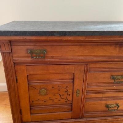 Antique chest with soapstone looking top