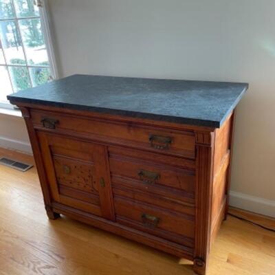 Antique chest with soapstone looking top