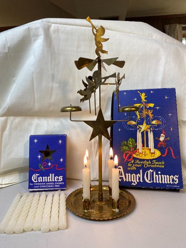 Vintage 12” Swedish Angel Chimes With Extra Candles