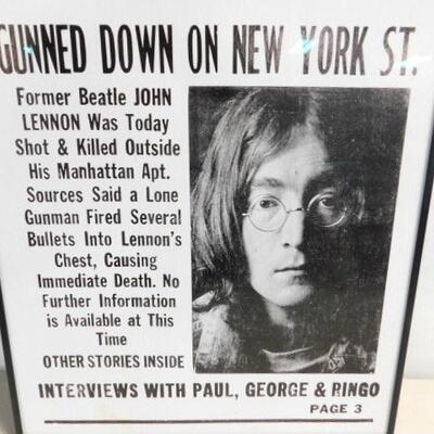World Daily News Head Line John Lennon's Assassination Framed 22