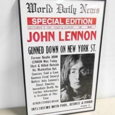World Daily News Head Line John Lennon's Assassination Framed 22