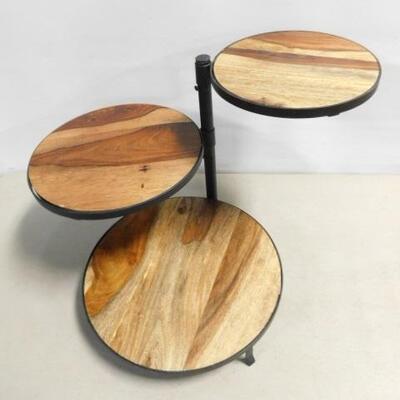 Exotic Wood Triple Tier Pastry Stand 