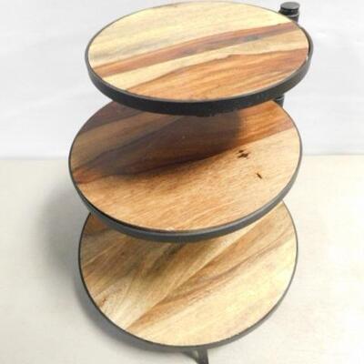 Exotic Wood Triple Tier Pastry Stand 