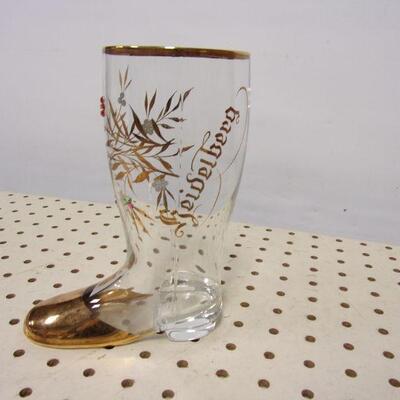 Lot 103 - Heidelberg Germany Gold Rim Large Beer Boot Glass