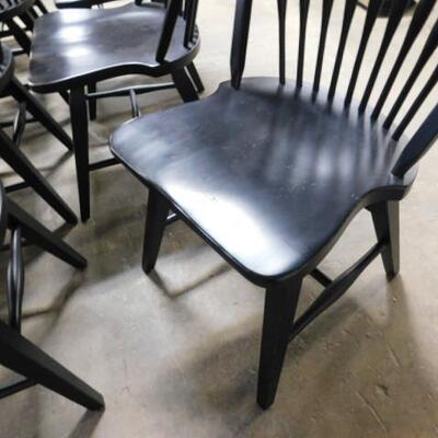 Set of 8 Spindle Back Wood Dining Chairs