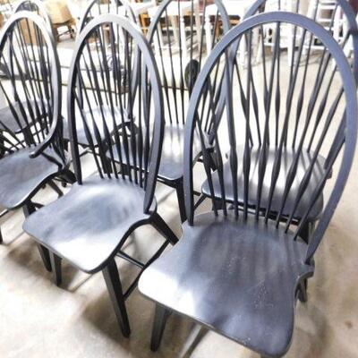 Set of 8 Spindle Back Wood Dining Chairs