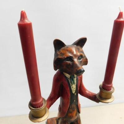 Resin Fox Formal Double Arm Candle Holder 17