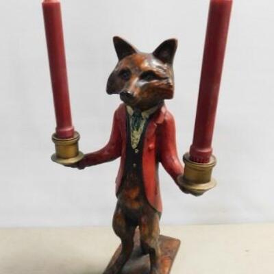 Resin Fox Formal Double Arm Candle Holder 17