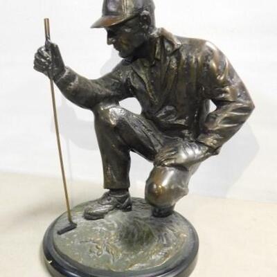 Bronze Statuette of Golfer Measuring Up His Putt (Hollow) 13