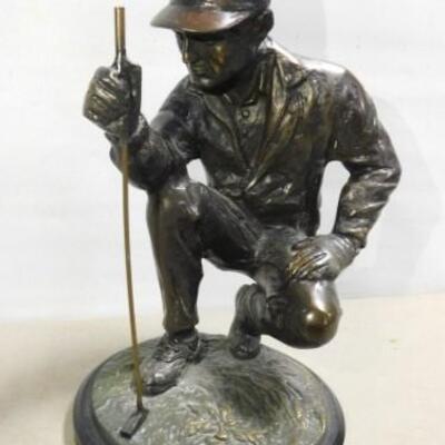 Bronze Statuette of Golfer Measuring Up His Putt (Hollow) 13
