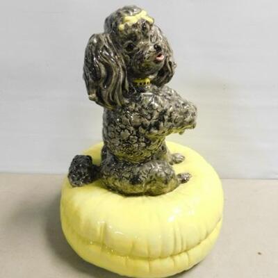 Large Ceramic Poodle on a Cushion Floor Statue 20