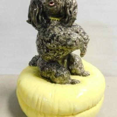 Large Ceramic Poodle on a Cushion Floor Statue 20
