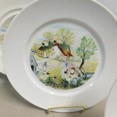 Set of Four Atlas China Anna May Robertson Moses Hand Painted Limited First Edition Collector Plates