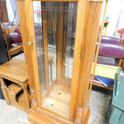 Classic Traditional Howard Miller Oak Cabinet Grandfather Clock with Weights and Pendulum 88