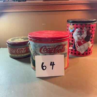 Lot 64- 3 Coca Cola Tins