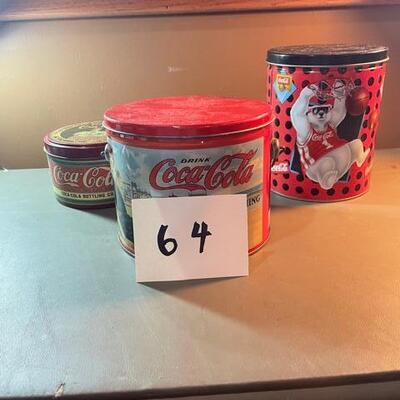 Lot 64- 3 Coca Cola Tins