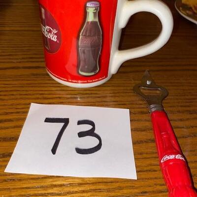 Lot 73- Coca Cola Mug and Bottle Opener