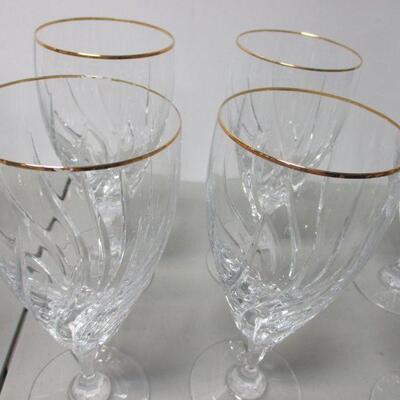 Lot 114 - Crystal Wine Glasses - Gold Rims & Silver Rims