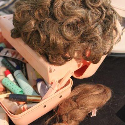 Lot 16 Vintage Hair Dryer, Wigs, Cosmetic Box & Others 