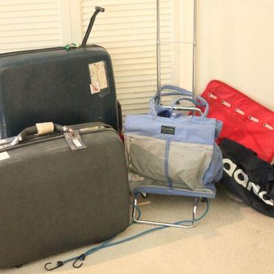 Lot 24 Suitcases w/ Key, Adidas Bag, Rolling Cart