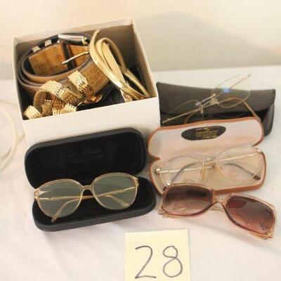 Lot 28 Vintage Women's Accessories, Calvin Klein Glasses, Belts
