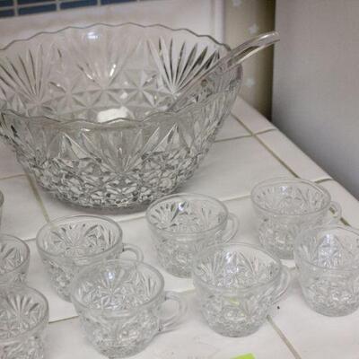 Lot 61 Punch Bowl Set & Misc. Clear Glass