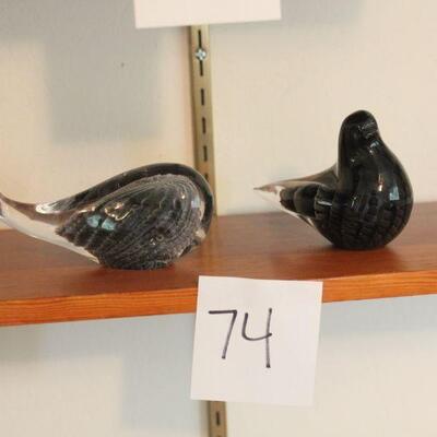 Lot 74 Signed FM Konstglas Ronneby Sweden Glass Whale & Bird Art #2