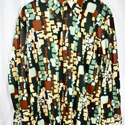 Men's Groovy Print Polyester Shirt Size 16-16 1/2
