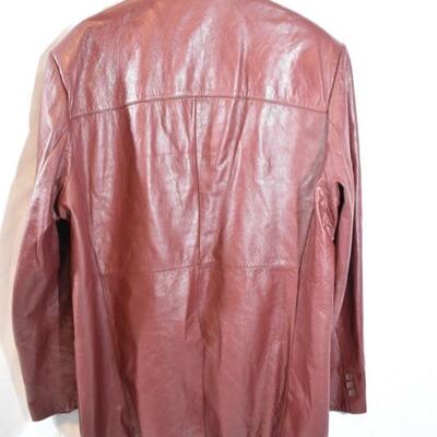 Cognac Leather 2-Button Blazer Jacket Size 44