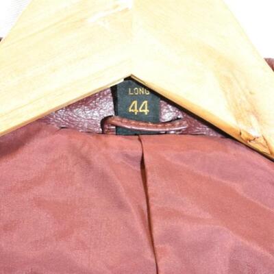 Cognac Leather 2-Button Blazer Jacket Size 44