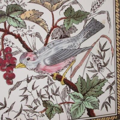 Lot 131 - Framed Embroidered Bird Wall Art & 1 Tile