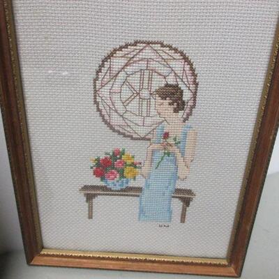Lot 132 - Framed Embroidered Wall Art