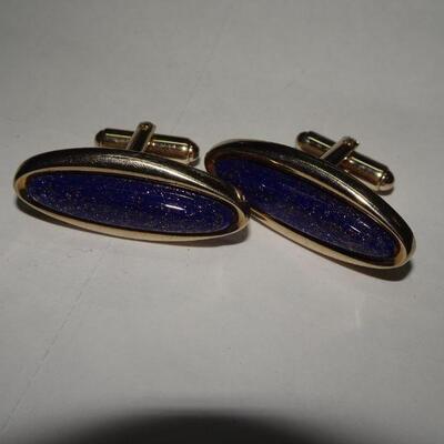 Amazing Purple Gold Speckled Cufflinks, unsigned 